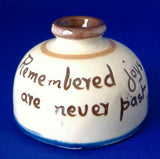 Rare Inkwell Mottoware Aller Vale Remembered Joys Ink Well 1890s Victorian