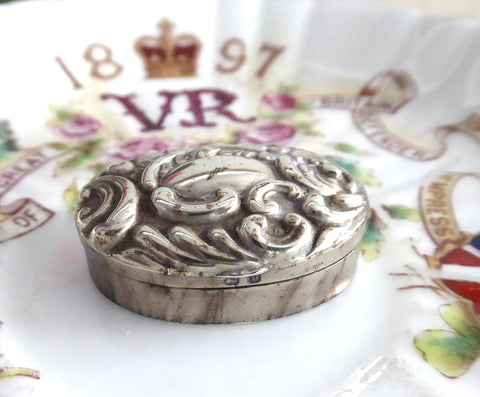 Hallmarked Sterling Silver Box Pill Box English 1898 Victorian Adie Lovekin
