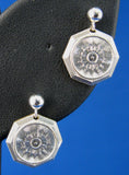 Earrings Solid 14kt Gold From Antique Cufflink Engraved Starburst Edwardian