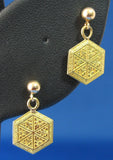Earrings Solid 14kt Gold Fancy Engraved From Antique Cufflink 14kt Gold Posts