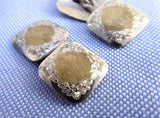 Cufflinks Sterling Silver 10k Gold Floral Engraved 1900 Hinged Cuff Links