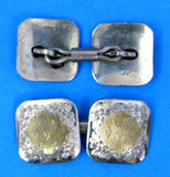 Cufflinks Sterling Silver 10k Gold Floral Engraved 1900 Hinged Cuff Links