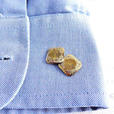 Cufflinks Sterling Silver 10k Gold Floral Engraved 1900 Hinged Cuff Links