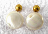 Cuff Links Mother Of Pearl Ball And Post Back 1900 Antique Gold Plated MOP Cufflinks