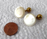 Cuff Links Mother Of Pearl Ball And Post Back 1900 Antique Gold Plated MOP Cufflinks
