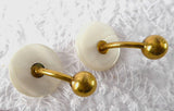Cuff Links Mother Of Pearl Ball And Post Back 1900 Antique Gold Plated MOP Cufflinks