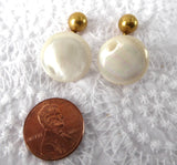 Cuff Links Mother Of Pearl Ball And Post Back 1900 Antique Gold Plated MOP Cufflinks