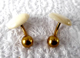 Cuff Links Mother Of Pearl Ball And Post Back 1900 Antique Gold Plated MOP Cufflinks