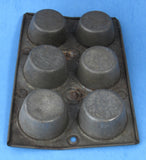 Tin Muffin Pan 6 Small Cups English Circa 1900 Edwardian Gem Pan Baking Pan