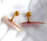Antique Cuff Links Mother Of Pearl Bar Spar Ball And Post Back 1900 Gold Filled