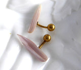 Antique Cuff Links Mother Of Pearl Bar Spar Ball And Post Back 1900 Gold Filled