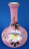 Edwardian Cased Art Glass Vase Hand Painted 1900 Blown Glass Pink Tea Leaf England