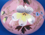 Edwardian Cased Art Glass Vase Hand Painted 1900 Blown Glass Pink Tea Leaf England