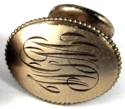 Edwardian Cufflinks Gold Filled Bean Back Initials W G M 1900-1910 Engraved Cuff Links