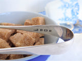 English Hallmarked Sugar Tongs Sterling Silver John Gilbert 1900 Birmingham Spoon Ends