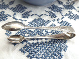 Floral Edwardian English Sugar Tongs Spoon Ends 1910s EPNS Silver Plated