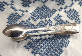 Floral Edwardian English Sugar Tongs Spoon Ends 1910s EPNS Silver Plated