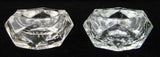 English Salt Dip Pair Antique Honeycomb Diamond Cut Glass 1910-1920s Open Salts