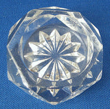 English Salt Dip Pair Antique Honeycomb Diamond Cut Glass 1910-1920s Open Salts