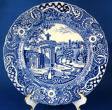 Blue Transferware Plate Landscape Midwinter Antique Edwardian Era Ruins 8 Inch