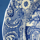 Blue Transferware Plate Landscape Midwinter Antique Edwardian Era Ruins 8 Inch