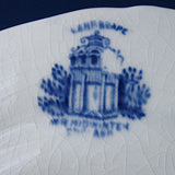 Blue Transferware Plate Landscape Midwinter Antique Edwardian Era Ruins 8 Inch