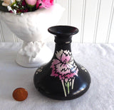 Shelley China Carnations Vase Art Deco Black England 1910s Pink Carnations