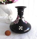 Shelley China Carnations Vase Art Deco Black England 1910s Pink Carnations