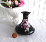 Shelley China Carnations Vase Art Deco Black England 1910s Pink Carnations
