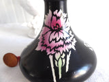 Shelley China Carnations Vase Art Deco Black England 1910s Pink Carnations