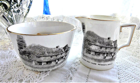Shelley Cream and Sugar Basin Ye Olde Mint House Pevensey Milk Sussex 1910s