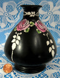 Art Nouveau Vase Shelley China Black Roses Art Pottery Antique 1920s Matte Black