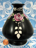 Art Nouveau Vase Shelley China Black Roses Art Pottery Antique 1920s Matte Black