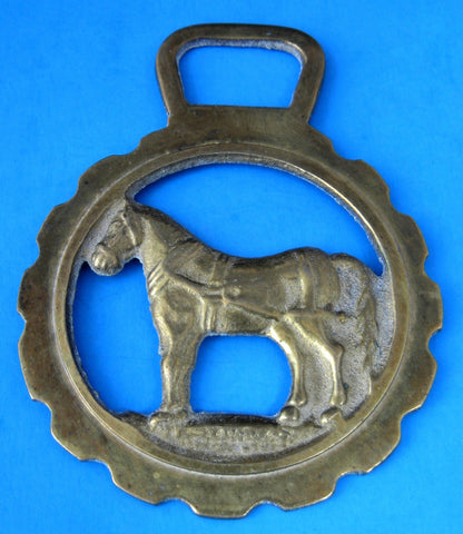 Horse Brass Standing Horse In Harness Vintage Sussex Edwardian 1920s