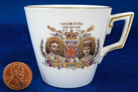 Coronation Cup Shelley 1911 King George V Color Portraits Demitasse