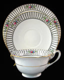 Shelley England Cup Saucer And Plate Roses Stripes 1915 Rare Milton Shape