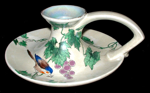 Art Deco Shelley Candle Holder Bird And Grapes Spano Lustra Frederick Rhead 1911-1916