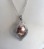 English Hallmarked Pocket Watch Fob Sterling Silver 10ct Rose Gold Hand Pierced 1915