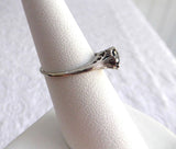 Art Deco Filigree Blue Sapphire Engagement Ring 18K White Gold Estate Hand Pierced