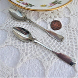 Pair Antique English Silver Master Salt Spoons Tipped 1920s Silver Mustard Coffee