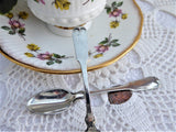 Pair Antique English Silver Master Salt Spoons Tipped 1920s Silver Mustard Coffee