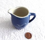 English Devon Ware Blue And White Whitely Bay Souvenir Mini Creamer 1920s