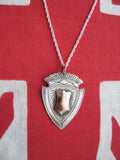 Necklace English Silver Watch Fob Hallmarked Sterling Silver 10k Rose Gold Shield 1927