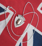 Necklace English Silver Watch Fob Hallmarked Sterling Silver 10k Rose Gold Shield 1927