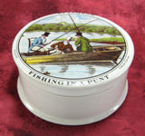 Pot And Lid Ceramic Jar Fishing In A Punt St. James's Vintage Hackney 1920s