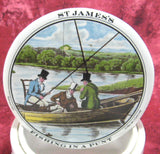 Pot And Lid Ceramic Jar Fishing In A Punt St. James's Vintage Hackney 1920s