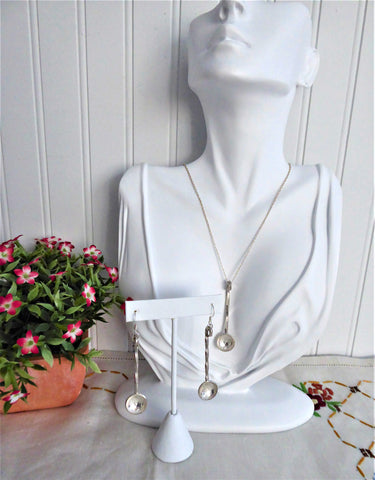Necklace Earrings George V Threepence Salt Spoons Sterling Silver Barley Twist 1920s Chain