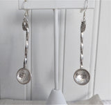 Necklace Earrings George V Threepence Salt Spoons Sterling Silver Barley Twist 1920s Chain