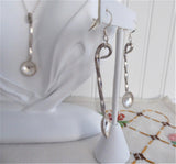 Necklace Earrings George V Threepence Salt Spoons Sterling Silver Barley Twist 1920s Chain