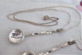 Necklace Earrings George V Threepence Salt Spoons Sterling Silver Barley Twist 1920s Chain